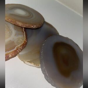 Natural Agate Carved Crystal sliced x4